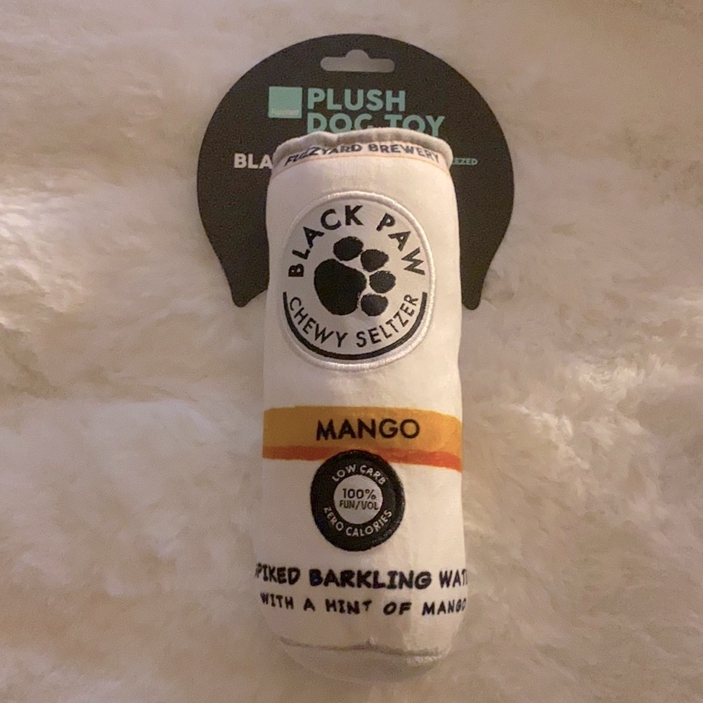 “Black Paw” Mango Drink Themed Squeaky Chew Toy For Dogs 🐶